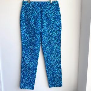 NWT Lilly Pulitzer Kelly stretch pants Sz 10 My Favorite Spot cheetah print blue